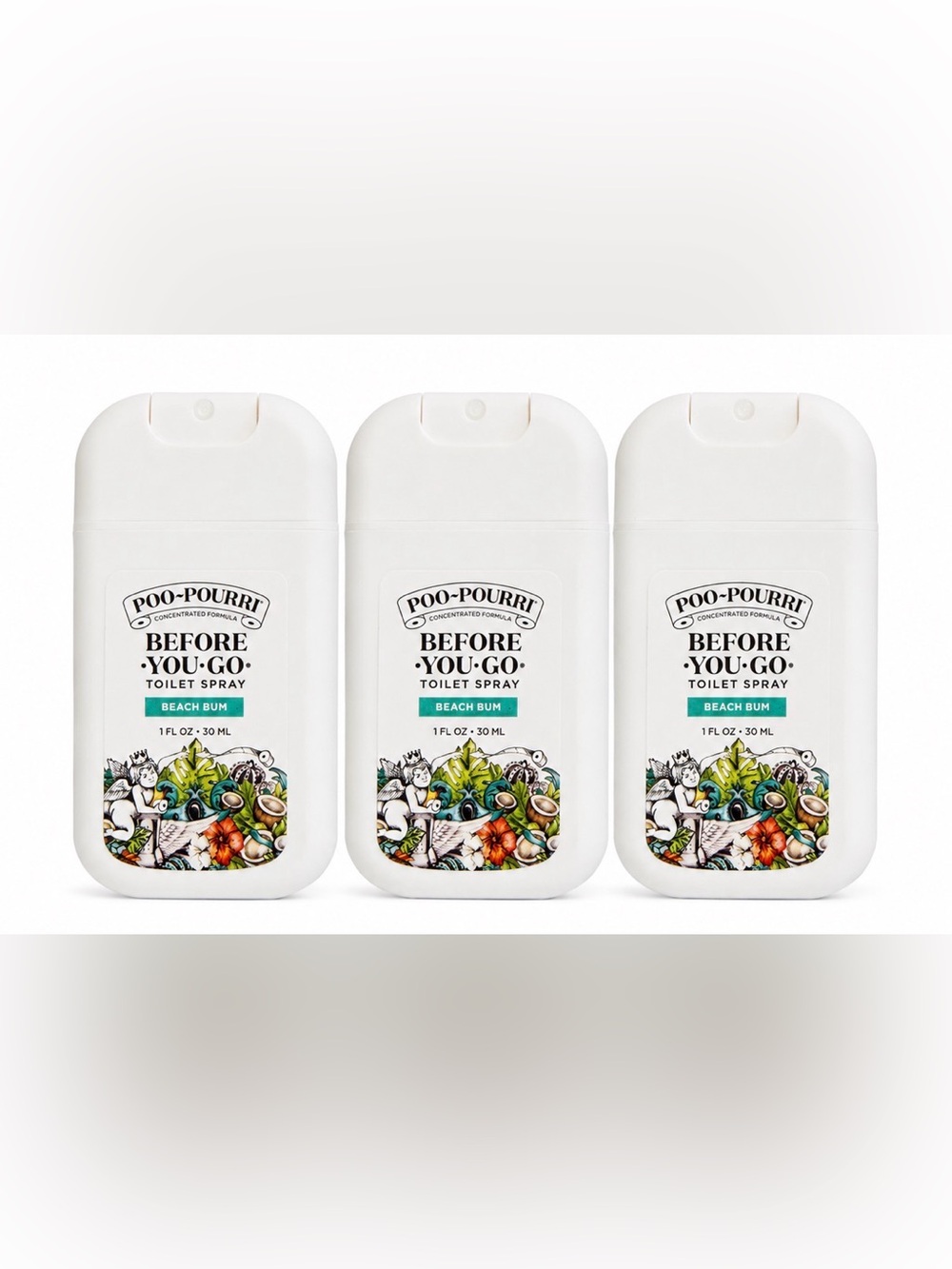 POO-POURRI Before-You-Go Beach Bum Toilet Spray - White 3 Pack